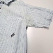 Chemise Patagonia S 100% Chanvre Bleu Rayures Manches Courtes Vintage