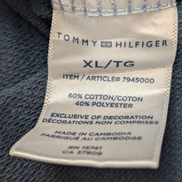 Pull Fin Tommy Hilfiger Femme Col Rond Boutonné Bleu Taille XL Logo Brodé