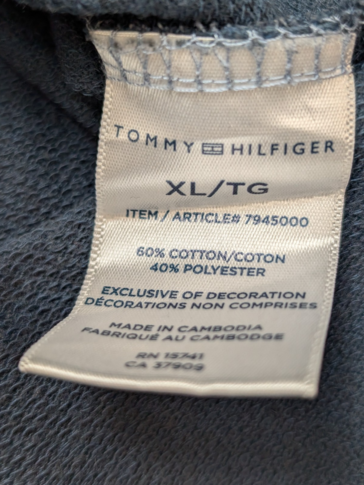 Pull Fin Tommy Hilfiger Femme Col Rond Boutonné Bleu Taille XL Logo Brodé