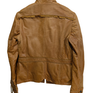 Veste cuir marron clair Sei avec franges femme taille XL #29c