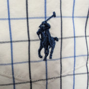 Chemise Ralph Lauren L Blake Blanche Carreaux Bleu Noir 100% Coton