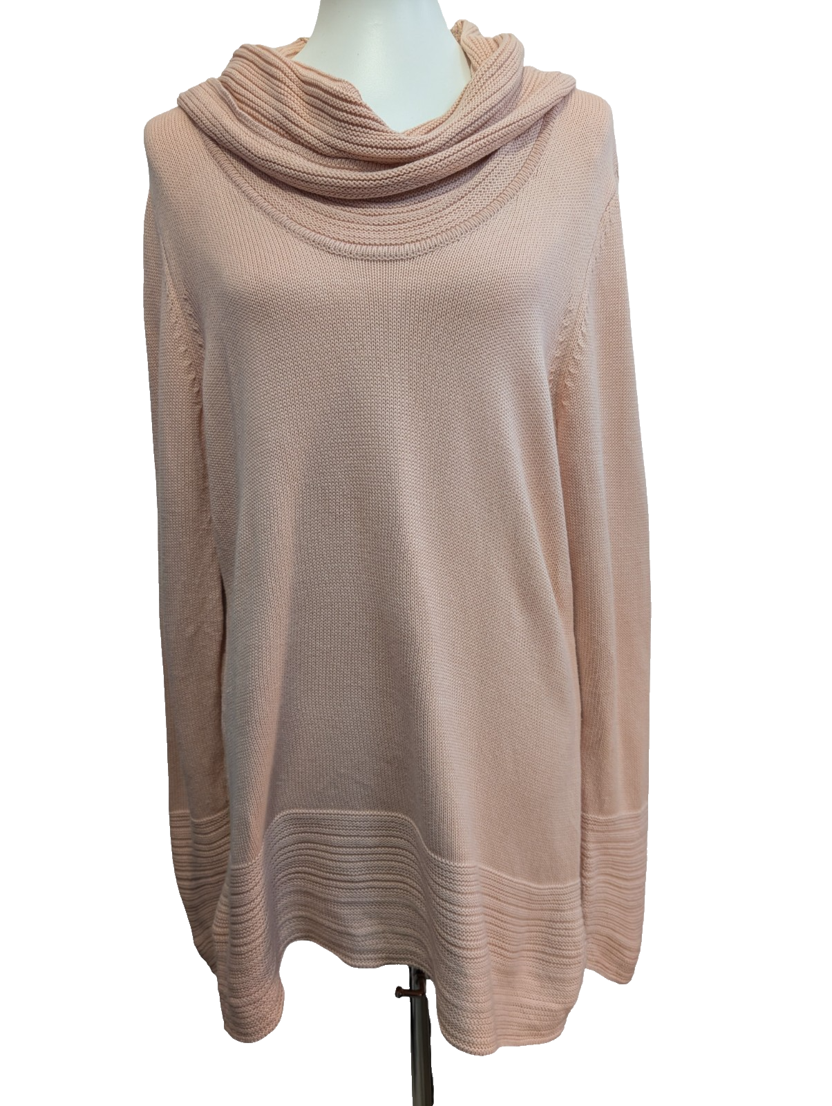 Pull Calvin Klein Vintage femme Grand Col Roulé Rose Saumon - Taille L
