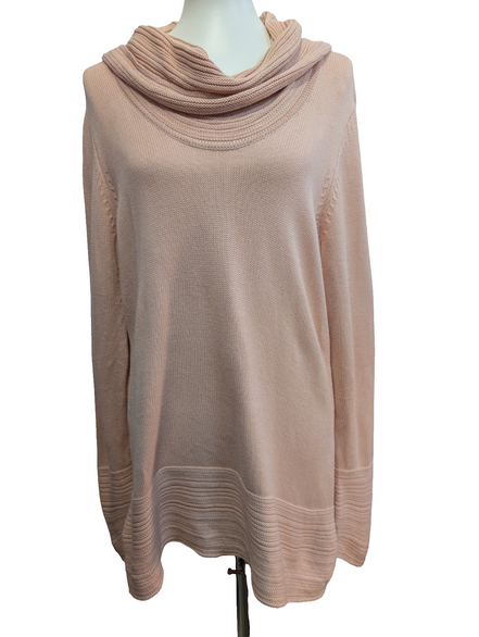 Pull Calvin Klein Vintage femme Grand Col Roulé Rose Saumon - Taille L