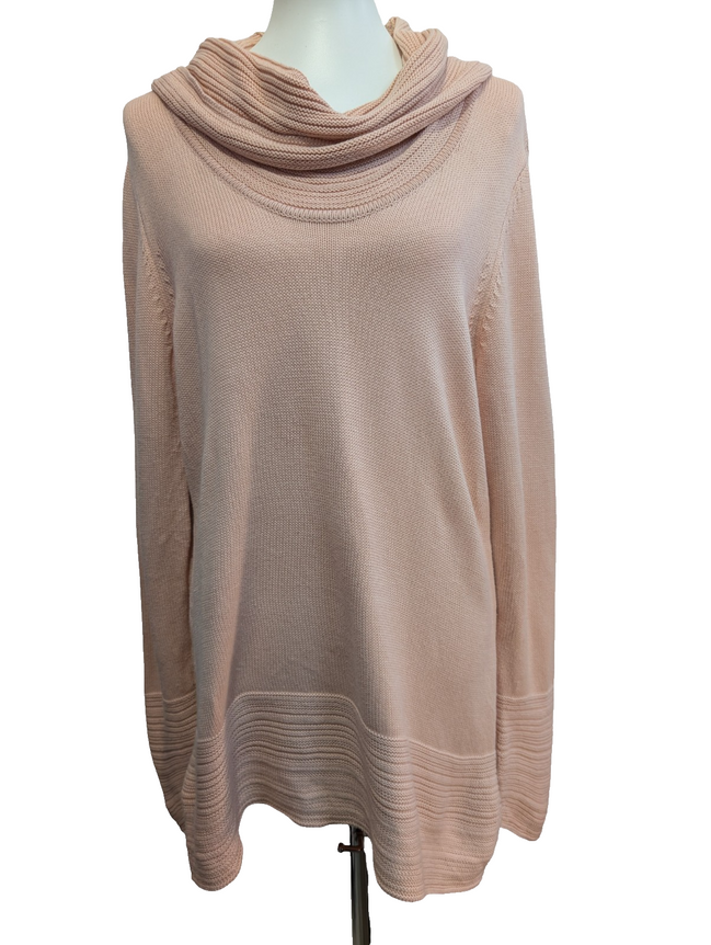 Pull Calvin Klein Vintage femme Grand Col Roulé Rose Saumon - Taille L