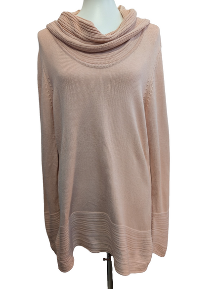 Pull Calvin Klein Vintage femme Grand Col Roulé Rose Saumon - Taille L