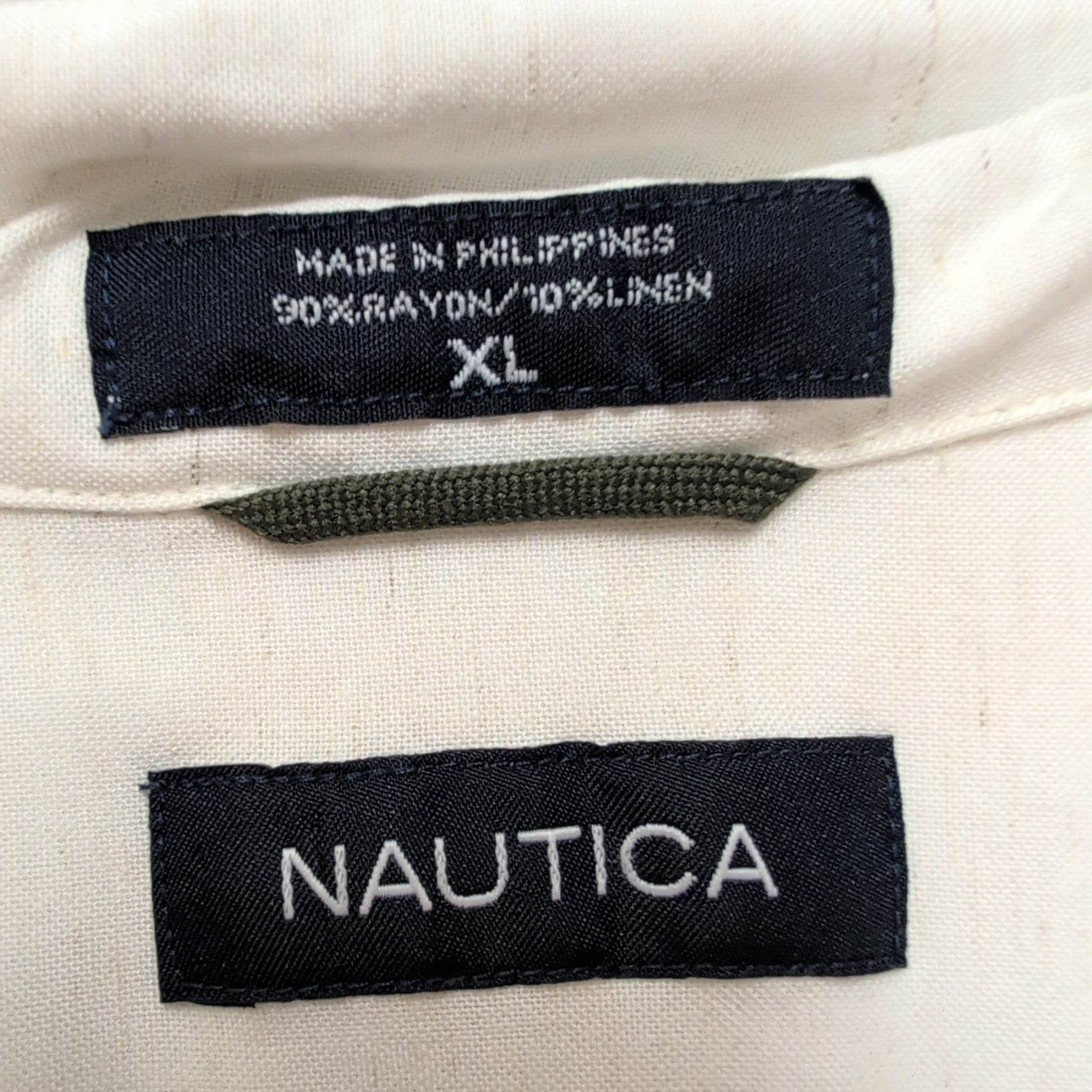 Chemise Hawaïenne Nautica XL Rayonne Palmier Beige manches courtes