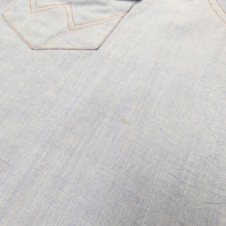 Chemise Wrangler cowboy western bleu uni manches courtes taille XXL 2 poches