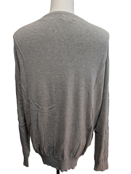 Pull POLO RALPH LAUREN Homme XL Gris Foncé Col V Logo Ton sur Ton Excellent État
