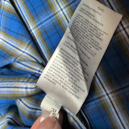 Chemise Nautica XL Bleu Carreaux Classic Fit 100% Coton Made in Mauritius