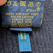 Écharpe Polo Ralph Lauren Bleu Marine 100% Laine Mérinos Logo Rouge
