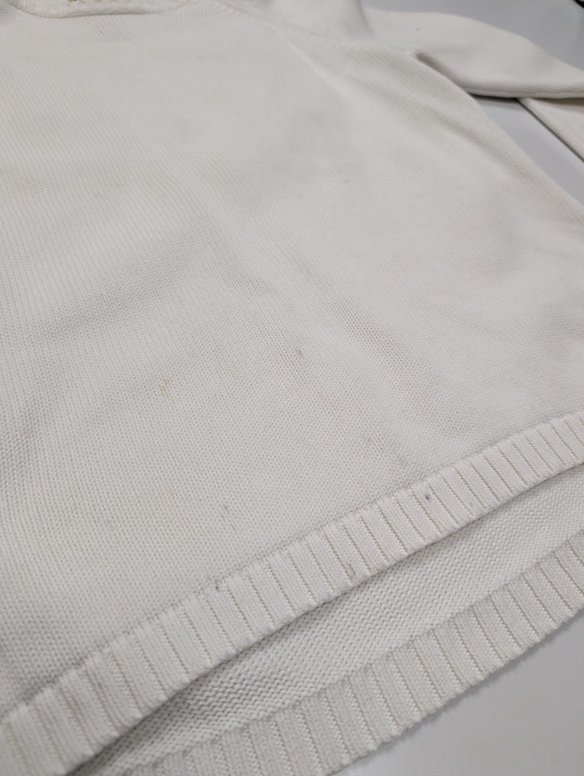 Pull L.L. Bean Femme Vintage Blanc Col Rond Coton - Taille M