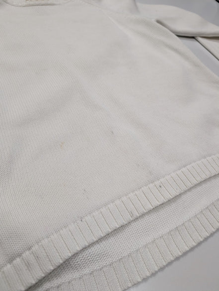 Pull L.L. Bean Femme Vintage Blanc Col Rond Coton - Taille M