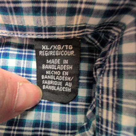 Chemise Wrangler Riata Manches Longues à Carreaux Bleus avec Poche Taille XL TG