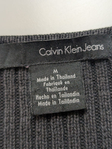 Pull Calvin Klein Femme Noir Col V Coupe Longue Évasée - Taille M