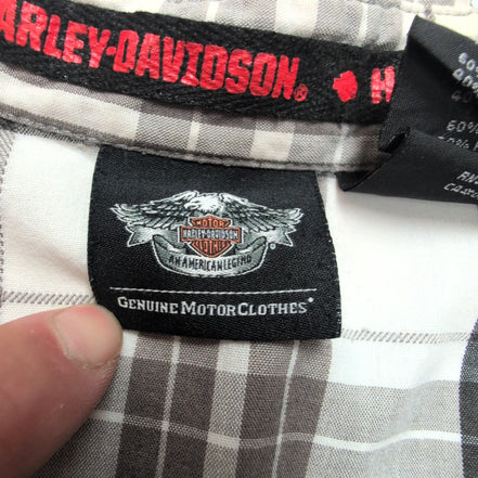 Chemise Harley-Davidson XL marron carreaux flammes 2 poches manches courtes