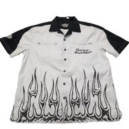 Chemise Harley Davidson L Flammes Tête de Mort 2 Poches Zippées Manches courtes