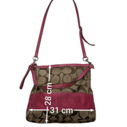 Sac Coach Signature Rose Fuchsia Toile Jacquard Bandoulière