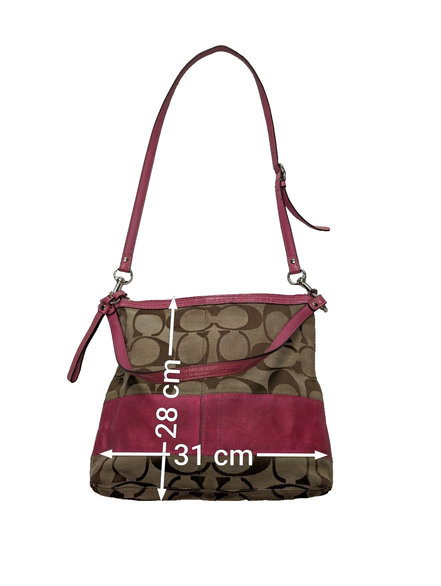 Sac Coach Signature Rose Fuchsia Toile Jacquard Bandoulière