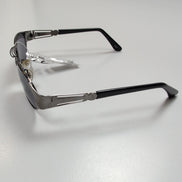 Lunettes de soleil Y2K Ovales Métal Chromé Gris Foncé Branches Larges