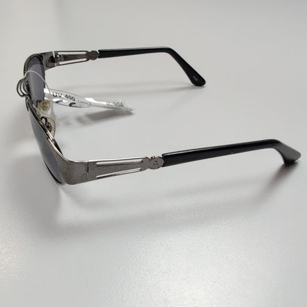 Lunettes de soleil Y2K Ovales Métal Chromé Gris Foncé Branches Larges