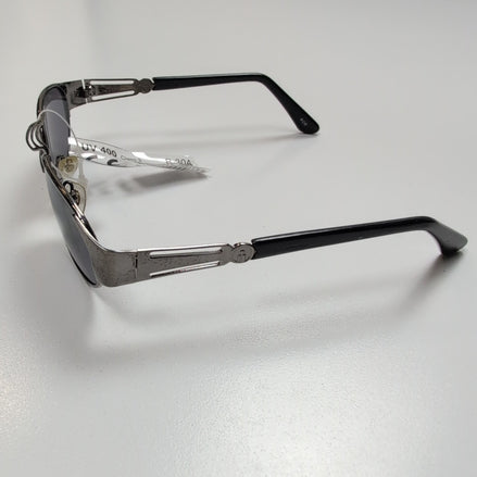 Lunettes de soleil Y2K Ovales Métal Chromé Gris Foncé Branches Larges