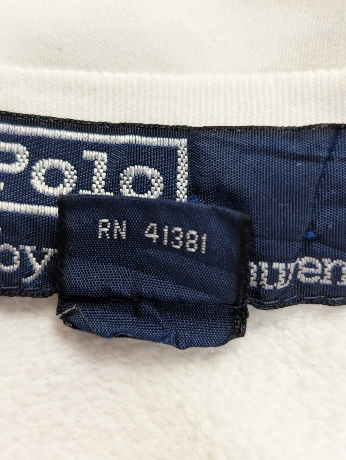 Pull Sweat Polo Ralph Lauren M blanc col rond logo cavalier bleu marine
