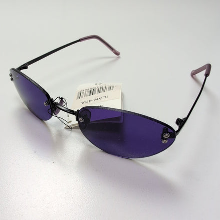 Lunettes de soleil Y2K Sans Monture Verres Ovales Violet et Métal Noir Mat