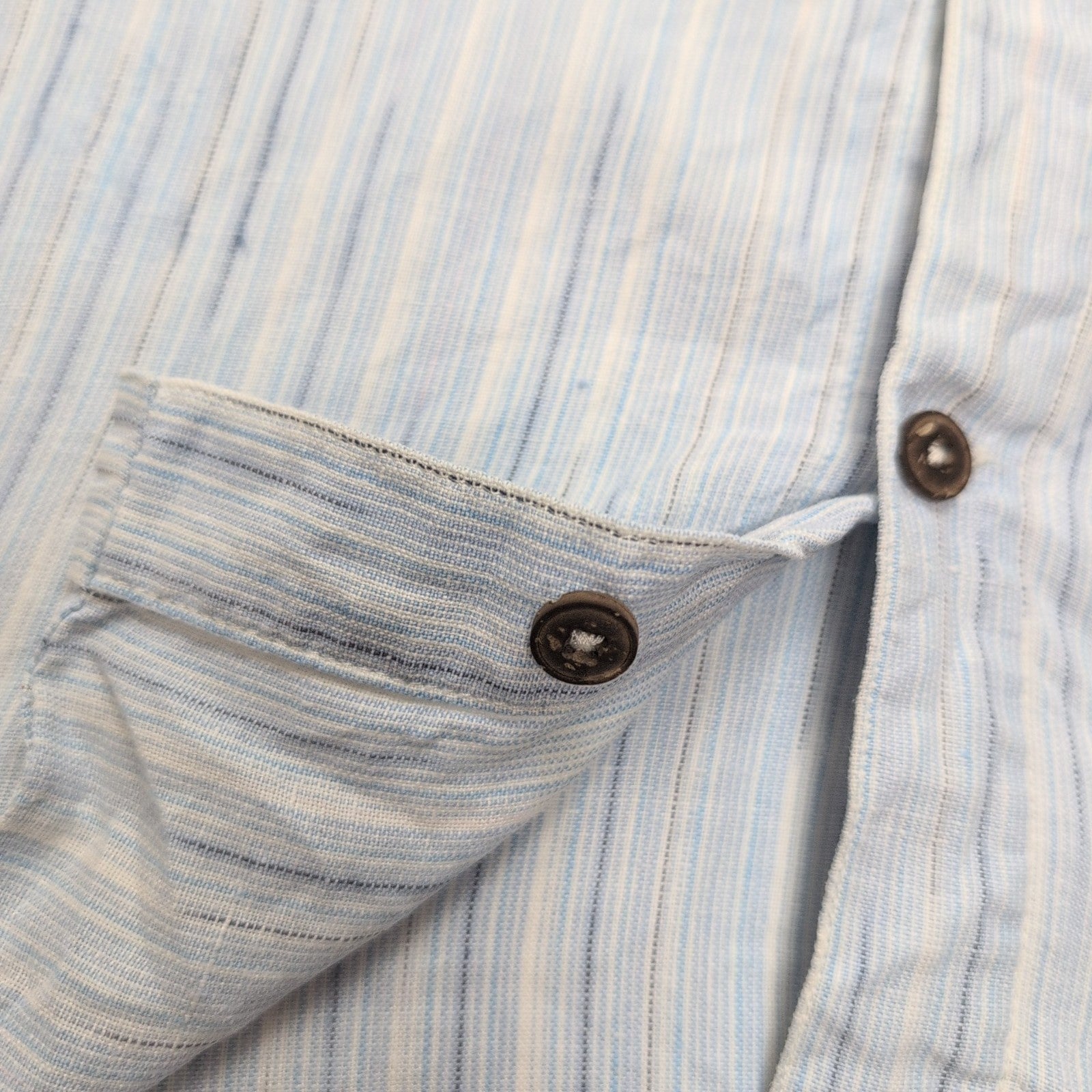 Chemise Patagonia S 100% Chanvre Bleu Rayures Manches Courtes Vintage