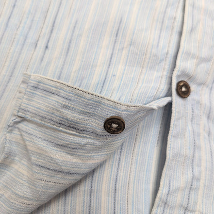 Chemise Patagonia S 100% Chanvre Bleu Rayures Manches Courtes Vintage
