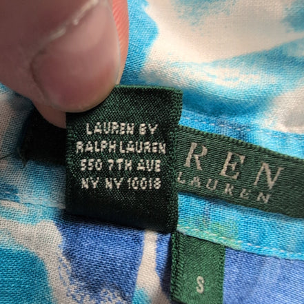 Chemise Femme Ralph Lauren (Lauren) S Lin 100% Motif Fleuri Feuillage