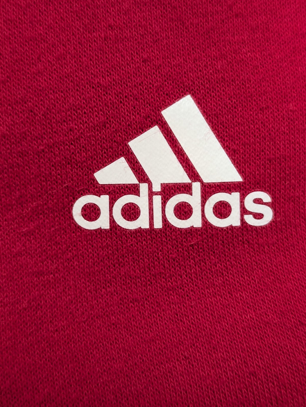 ➜ Sweat à Capuche Adidas Rouge Logo Blanc - Taille L (Ajusté)