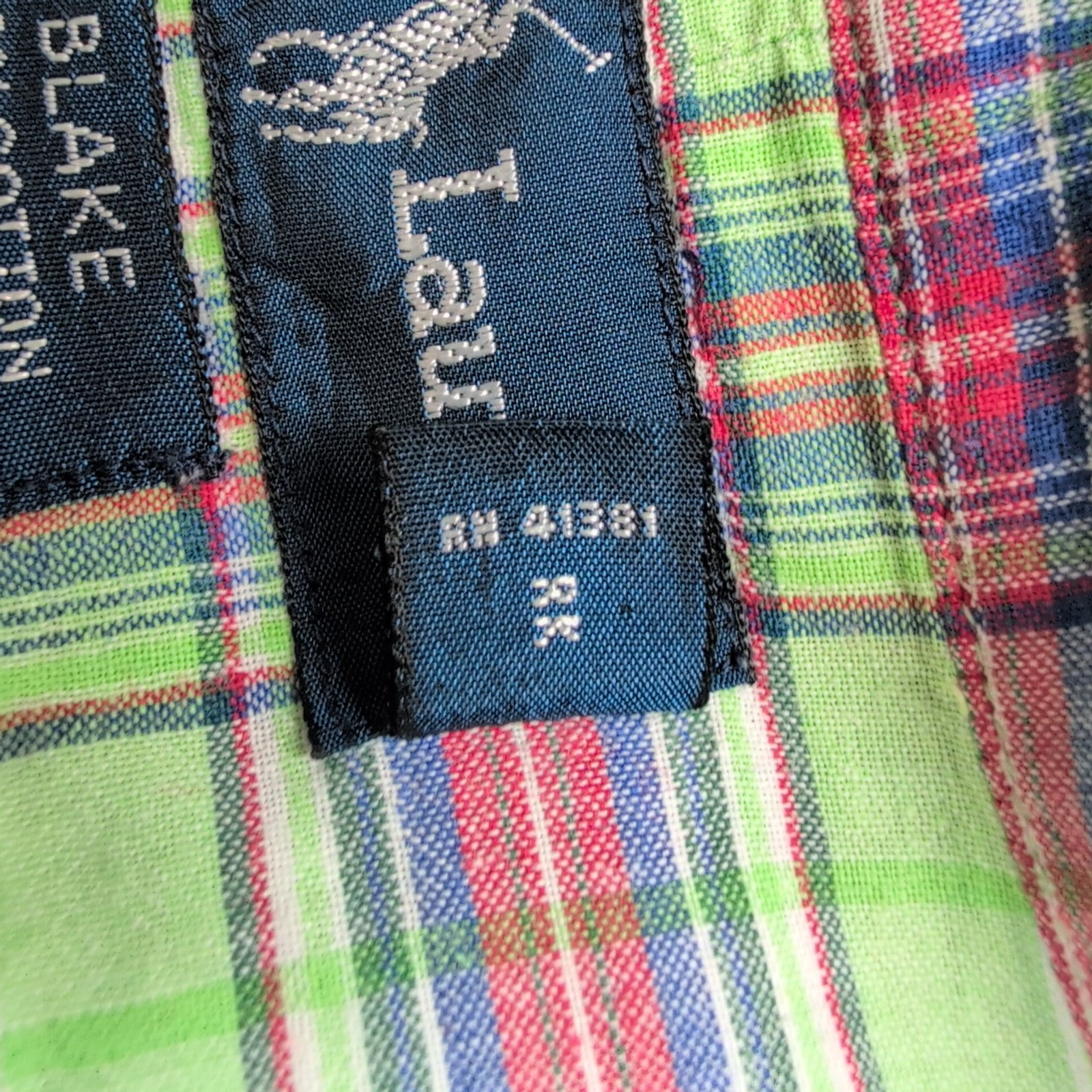 Chemise Ralph Lauren Blake L Carreaux Vert Rouge Manches Courtes Button Down 