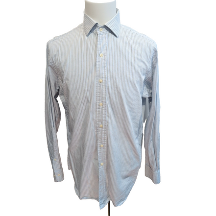 Chemise Polo Ralph Lauren L Bleu Rayée 100% Coton Sans Logo