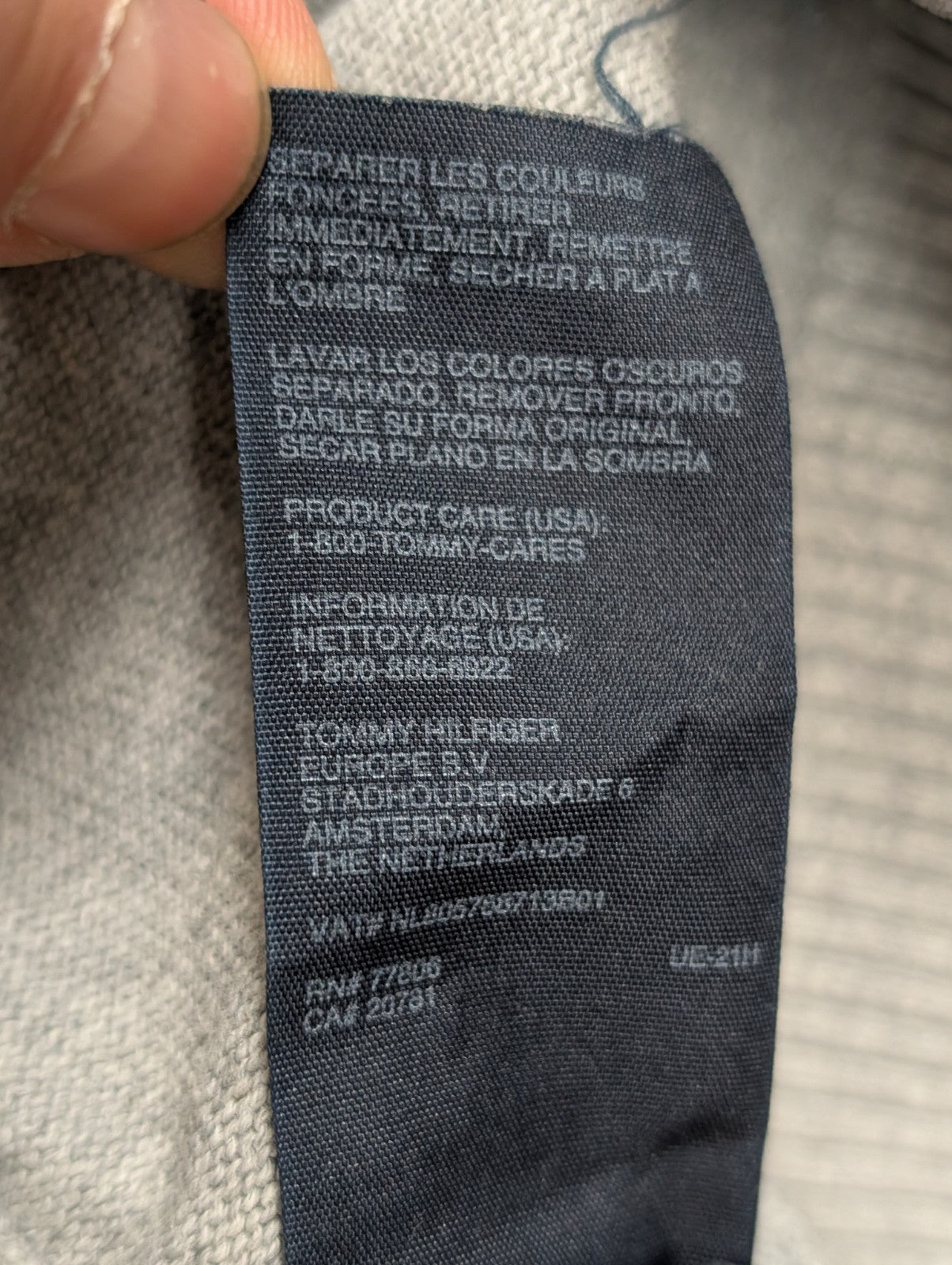 Pull Fin Tommy Hilfiger Gris Chiné Col Rond - Taille S