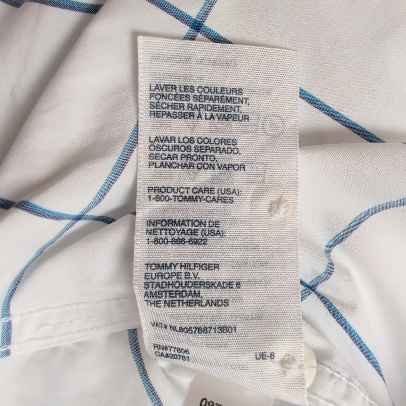 Chemise Tommy Hilfiger blanche à grands carreaux bleus Custom Fit M