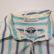 Chemise Dockers Rayures Bleu Ciel et Blanc Taille L Coton Manches courtes Poche