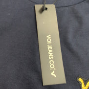 T-shirt Voi Jeans Co M Bleu Marine Logo Brodé 100% Coton Neuf Étiquette