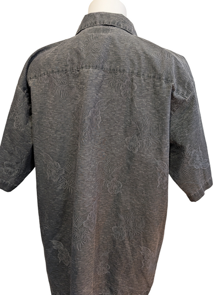 Chemise Hawaïenne FADED GLORY Gris Anthracite Motif Fleuri - Taille L