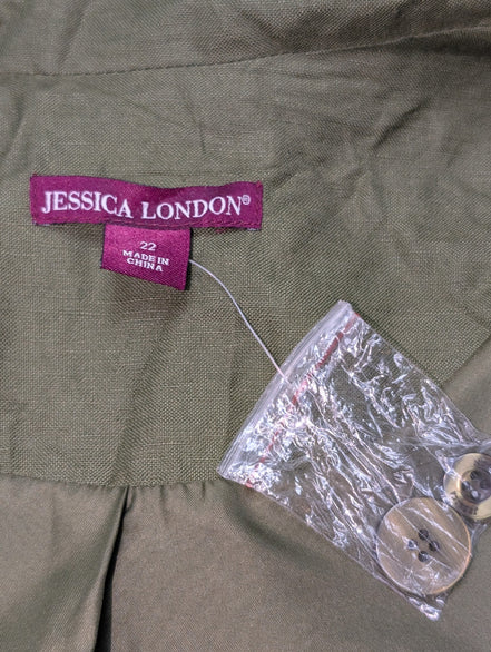 Blazer femme Jessica London Vert Kaki Taille 4XL Lin / Rayonne Neuf