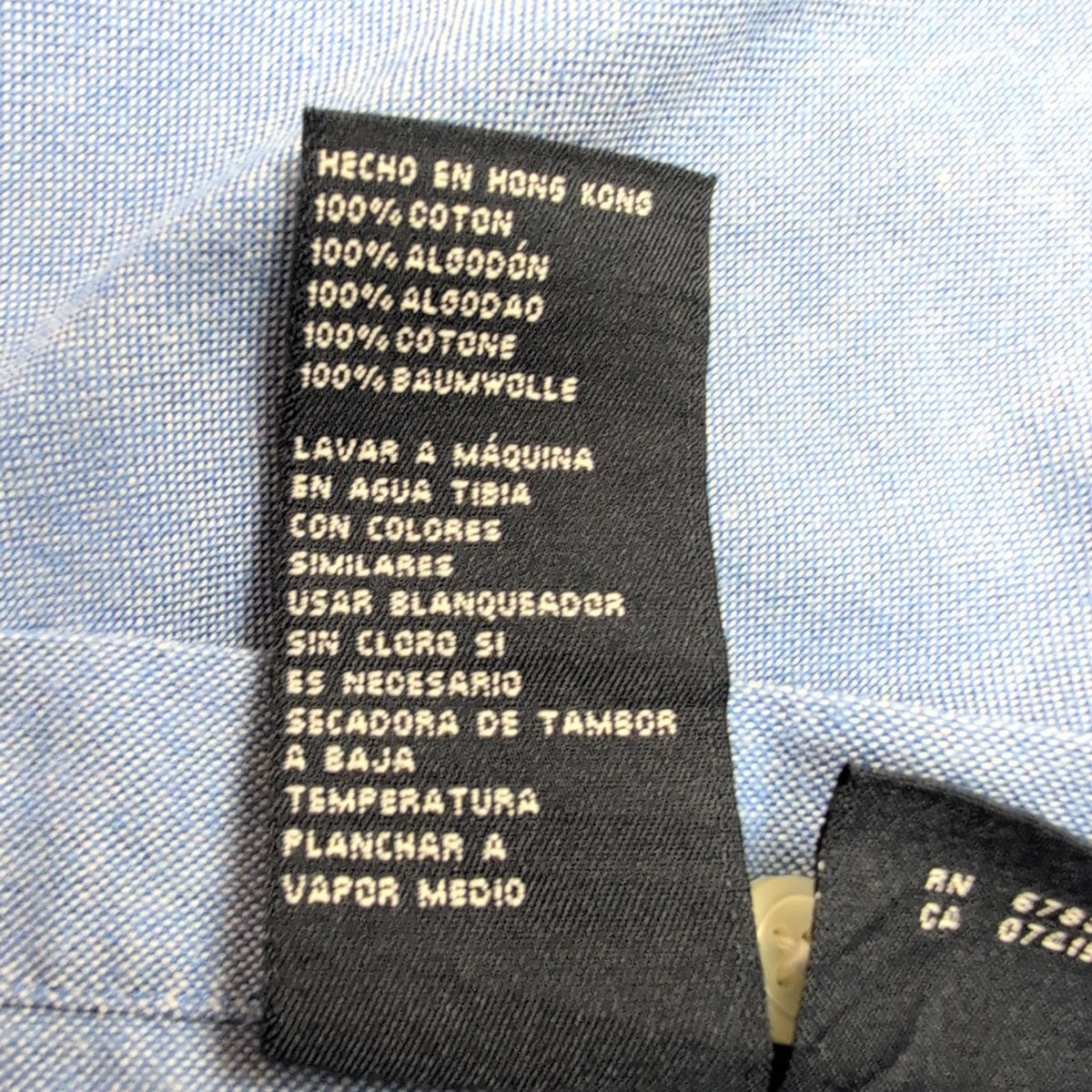 Chemise Nautica XL Bleu Uni Hong Kong 100% Coton manches longues