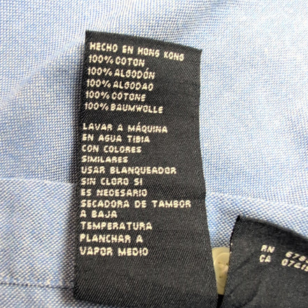 Chemise Nautica XL Bleu Uni Hong Kong 100% Coton manches longues