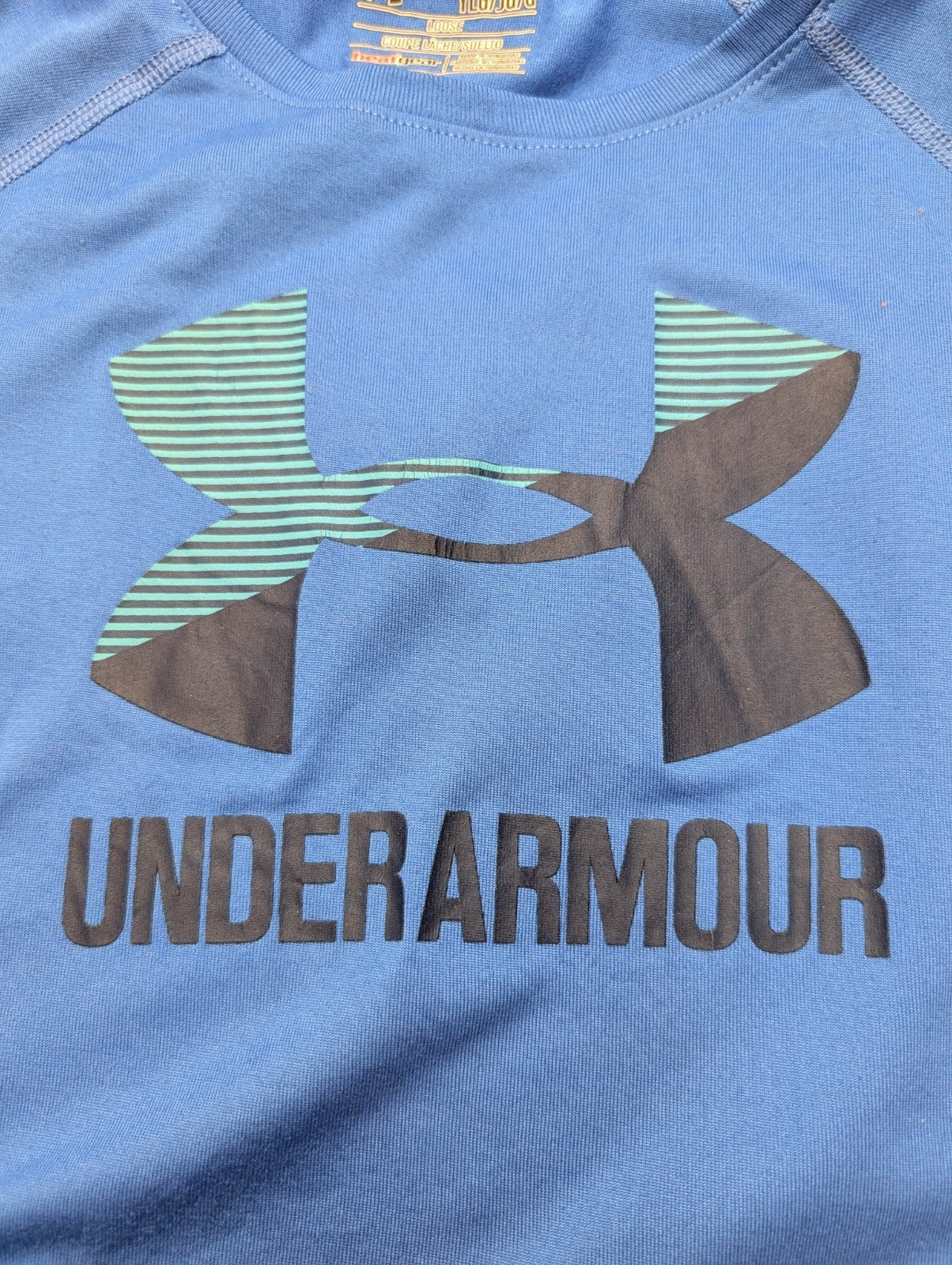 T-shirt de Sport Under Armour HeatGear Bleu Grand Logo Femme Taille S/M