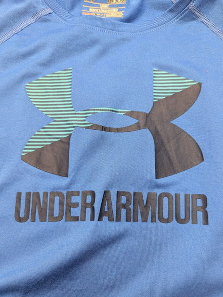T-shirt de Sport Under Armour HeatGear Bleu Grand Logo Femme Taille S/M