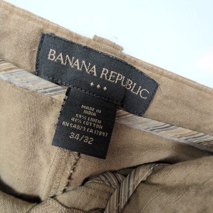 Pantalon Banana Republic Lin Coton Beige Chino Taille W34 L32