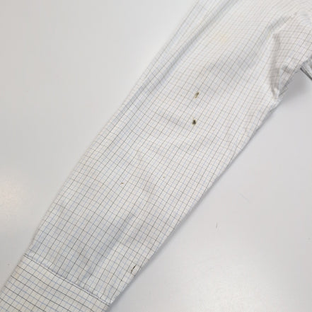 Chemise Lacoste M 40 Blanche Carreaux Bleus Vintage Logo Brodé Coton
