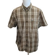 Chemise Carhartt Relaxed Fit 2XL Carreaux Kaki Manches courtes Poche Stylo