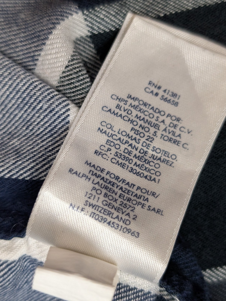 🌲 CHEMISE FLANELLE PERFORMANCE CHAPS M (G) CARREAUX BLEU MARINE NOIR LOGO BRODÉ