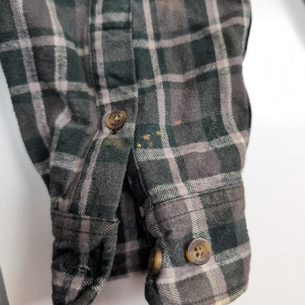 Chemise Carhartt M Flanelle Verte Grise Carreaux 100% Coton 2 Poches