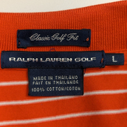 Polo manches courtes Ralph Lauren Golf femme L orange rayures blanc