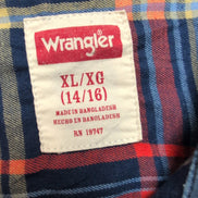 Chemise Wrangler Garçon XL 14/16 ans Bleu Rouge Carreaux Coton